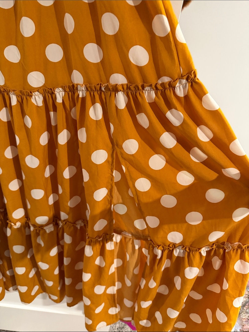 Women’s Polka Dot Maxi Dress - Mustard Yellow size medium - Picture 4 of 5